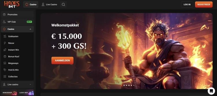 hadesbet casino homepage