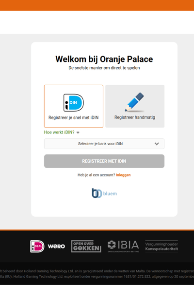Oranje Palace registratie