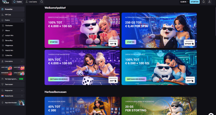 WinPlace casino bonussen
