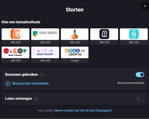 WinPlace geld storten