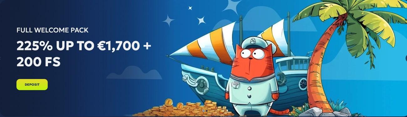 Galleon welkomstbonus 225% tot 1700 euro plus 200 free spins