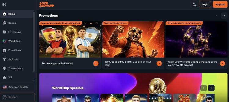 Luckleopard casino homepage