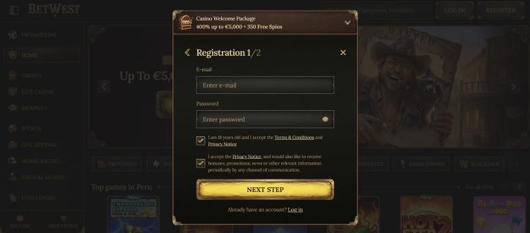 bestwest casino registeren