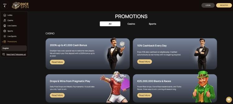 dicespin casino bonussen
