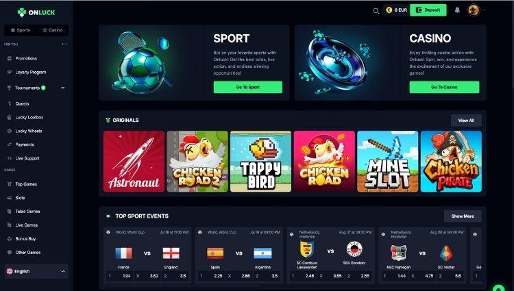 onluck casino homepage
