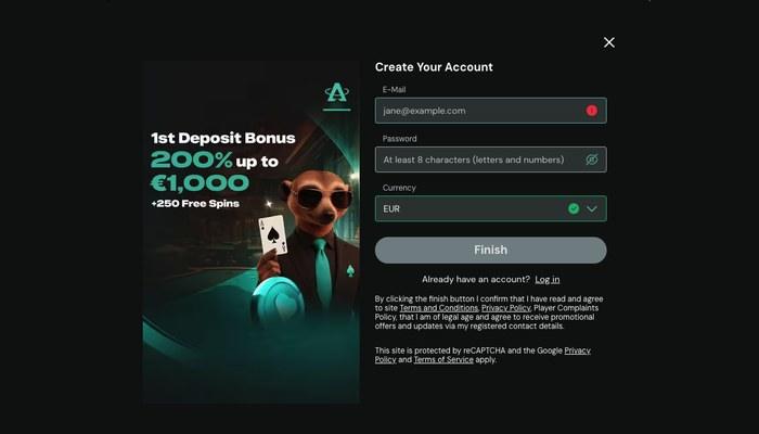 AceSpinz registratieformulier