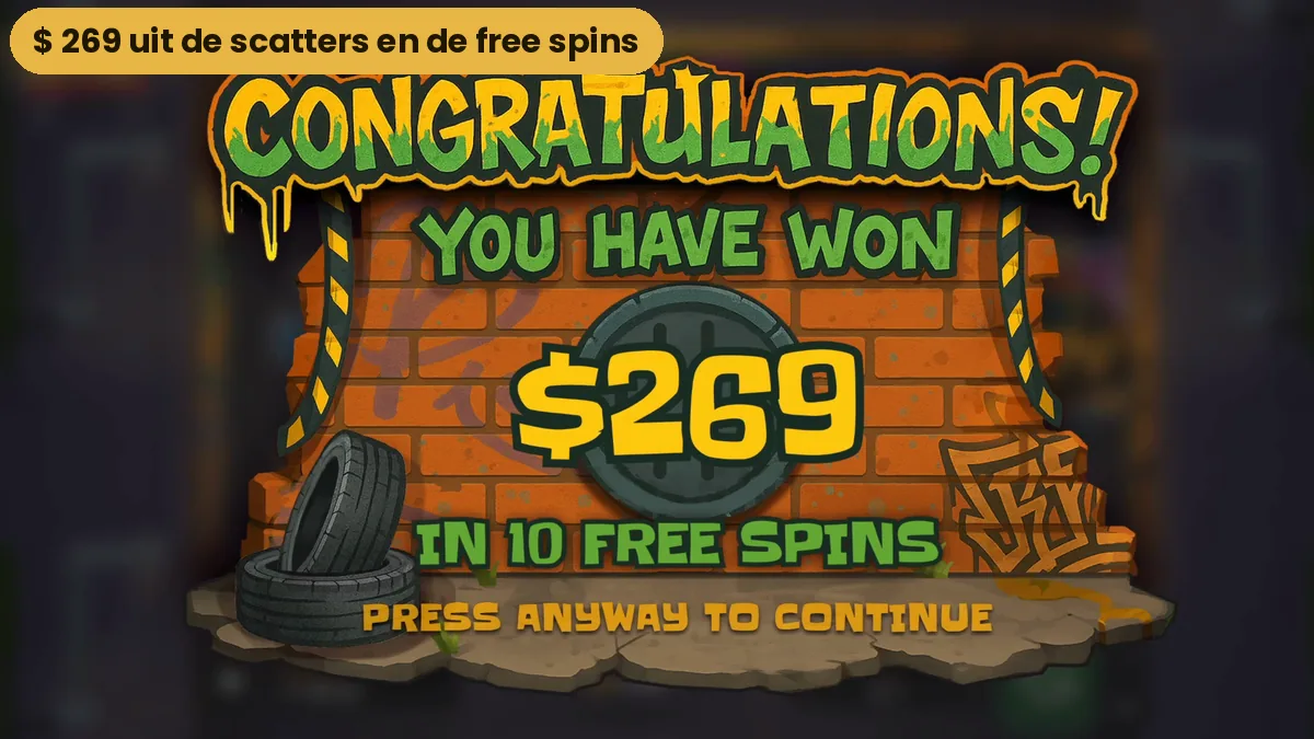 Het eindscherm van de free spins van Chicken Royal met 269 dollar
