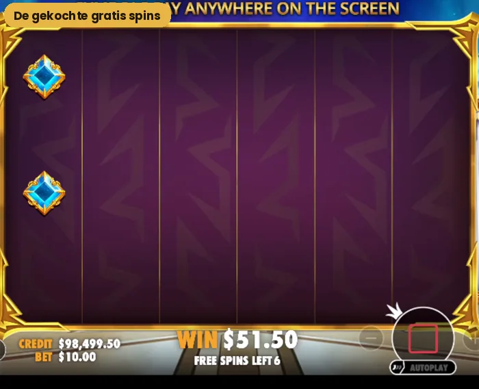 De gratis spins van Gates of Olympus met het paneel voor de totale vermenigvuldiger