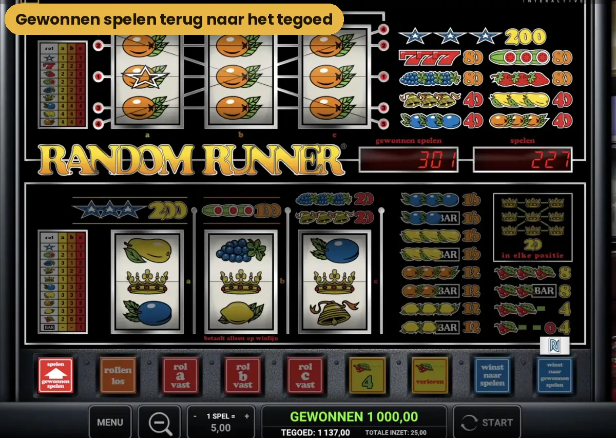 Random Runner boekt gewonnen spelen terug naar het tegoed