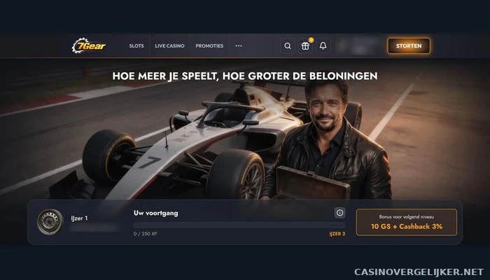 De VIP-club van 7Gear met een raceauto