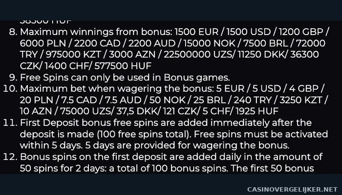 De voorwaarden van de eerste stortingsbonus bij SpinReelz