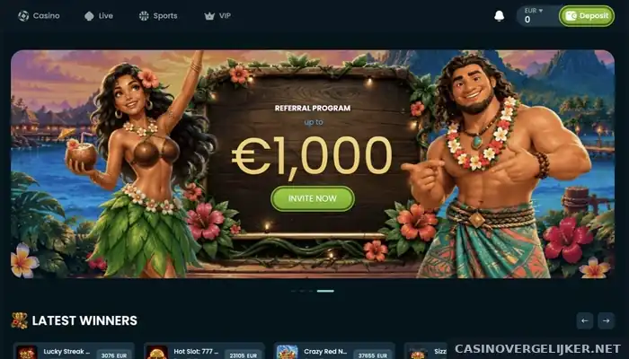 De homepage van Wakuna met de banner van het verwijzingsprogramma